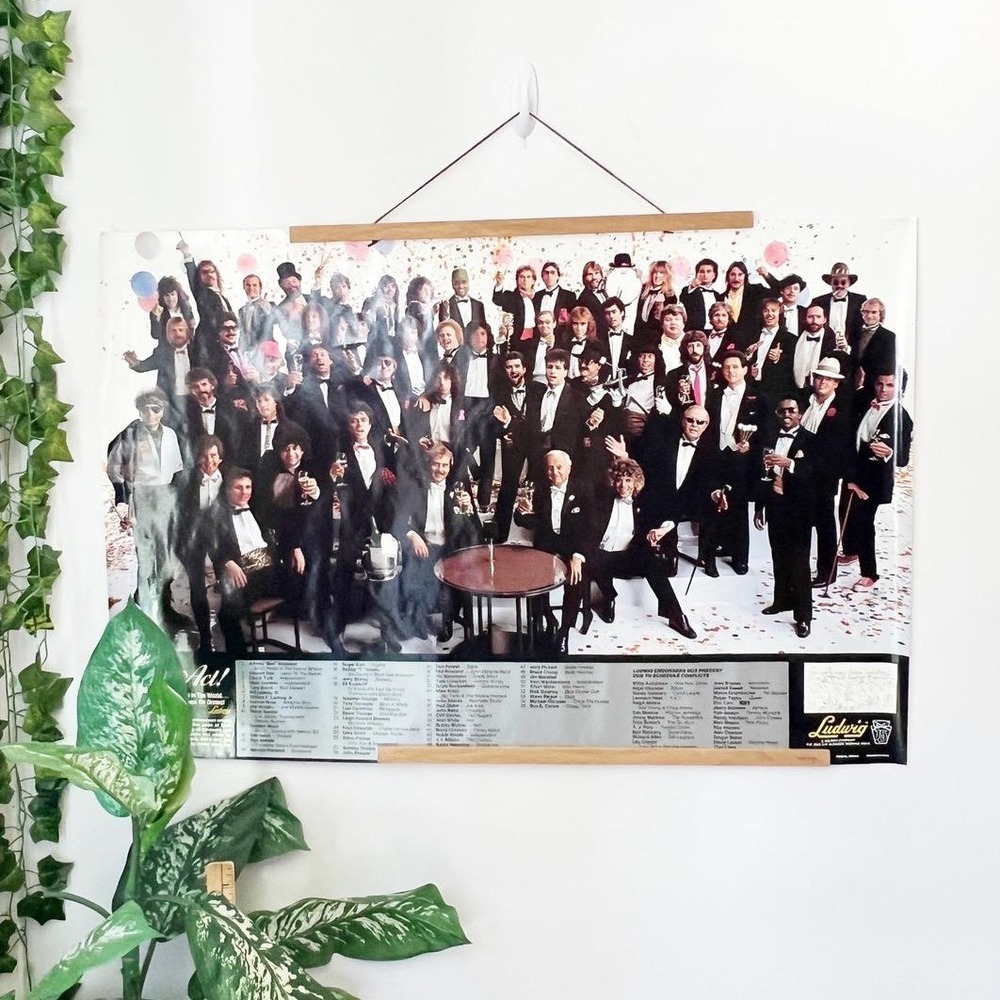 Ludwig Promotional Poster Multicolor 1984 Drummers in Suits Class Act Vintage